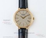 DM Factory Piaget Altiplano Diamond Paved Dial Yellow Gold Case Leather Strap 38 MM 9015 Watch